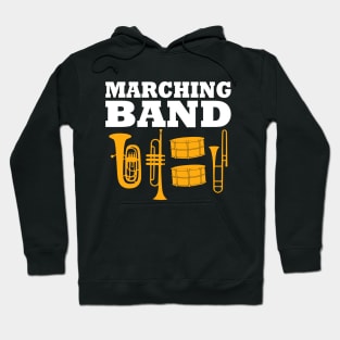 Marching Band Slogan with brass instruments and drums Hoodie